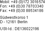 impressum: telefonnummern und anschrift